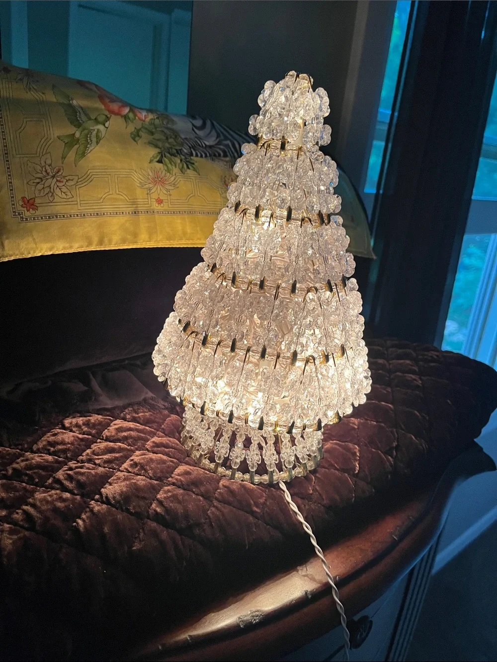Crystal Bead Holiday String Light Tree - Clear Bead Accent